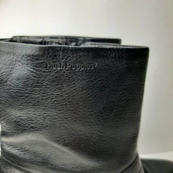 HUSH PUPPIES Waterproof Genuine Leather Square Toe Ankle Bootie Black Sz 5.5 M - Picture 4 of 14